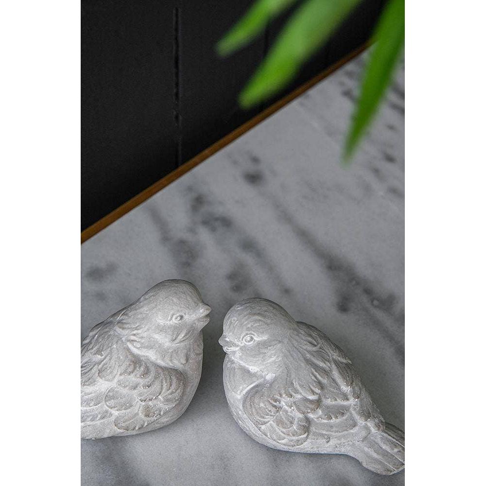 Lovebirds Cement Figurines, Set of 2