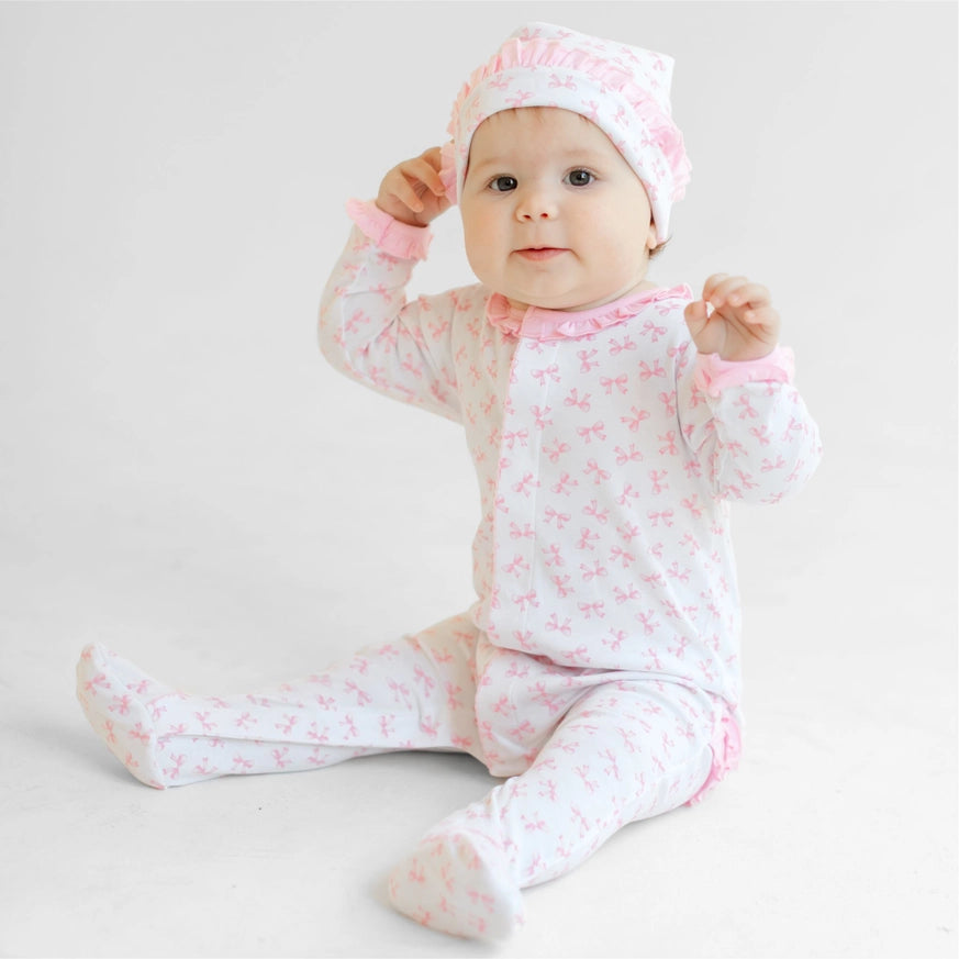 Baby Bows Printed Ruffle Footie