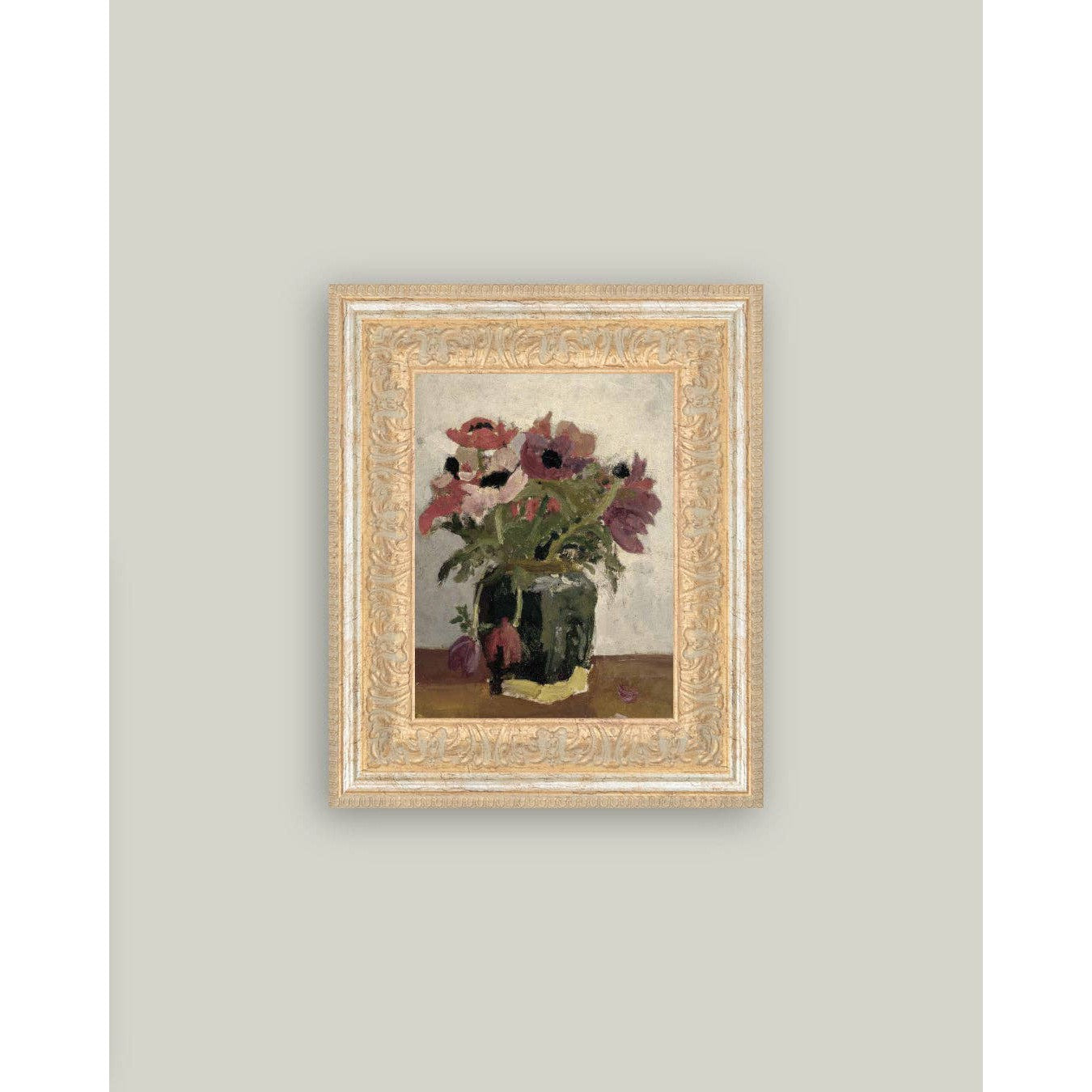 Mauve Floral Framed Antique Art