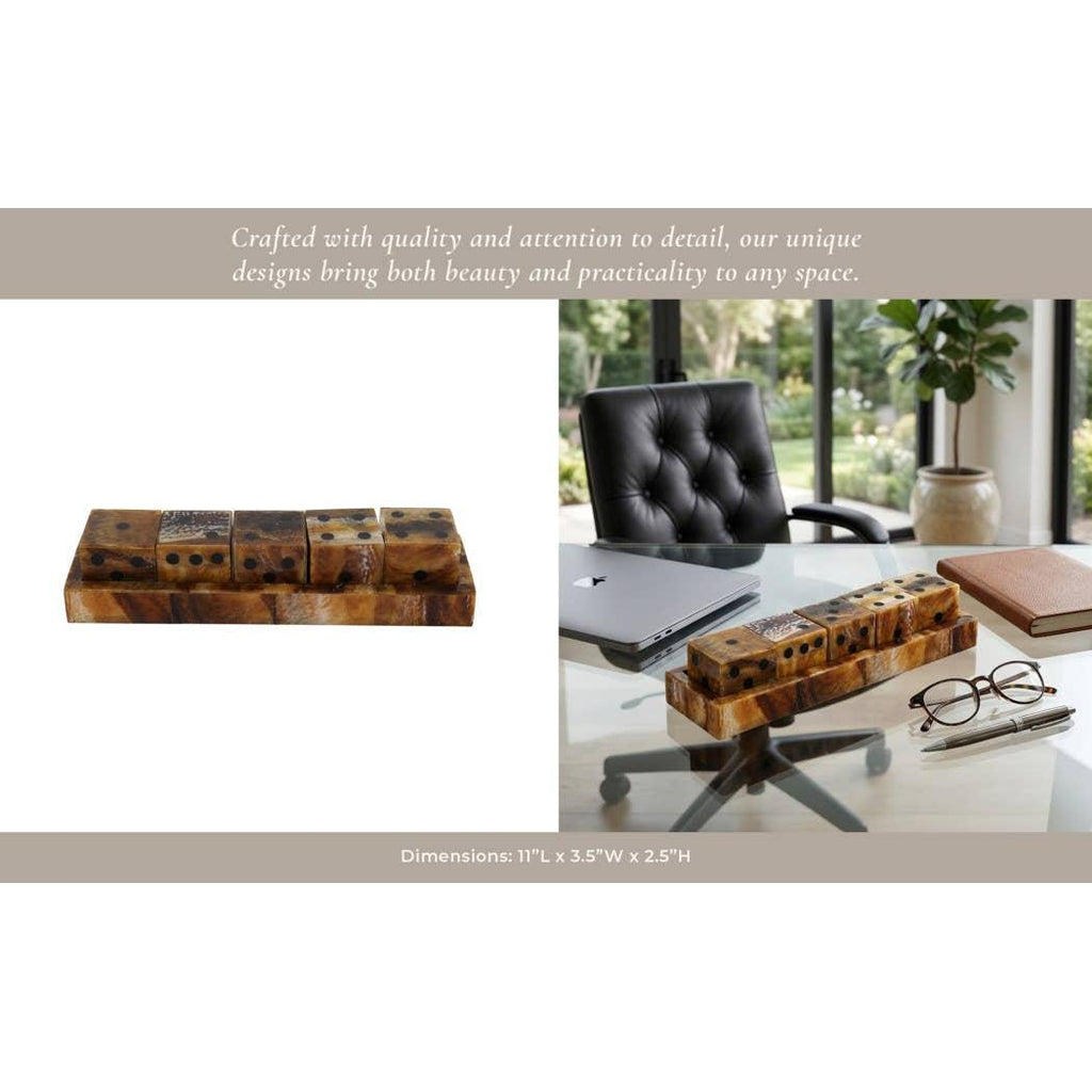 Board Game - Brown Wood Resin Tortoise Dice Set, 11 in.