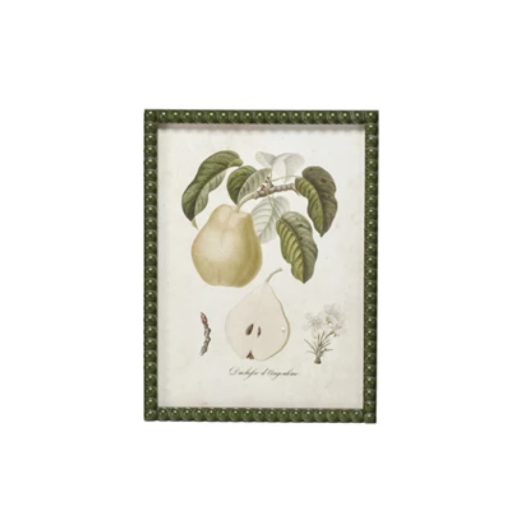 Hobnail Wood Framed Wall Décor w/ Vintage Reproduction Print, 9 Styles