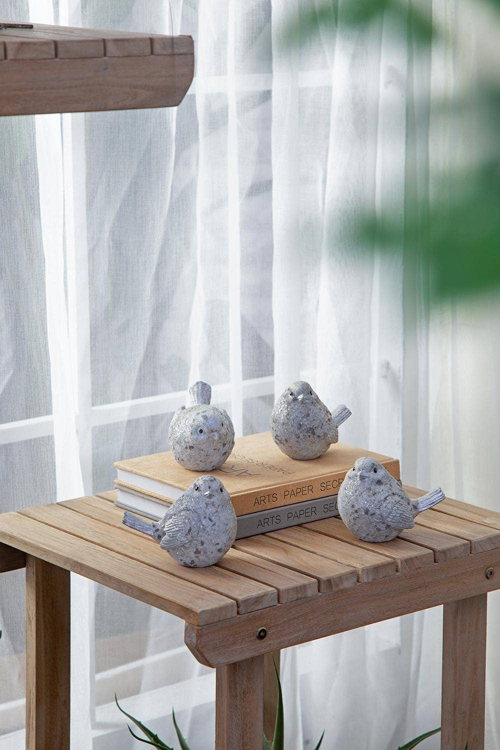 Resin Sparkly Snow Bird, Set of 4