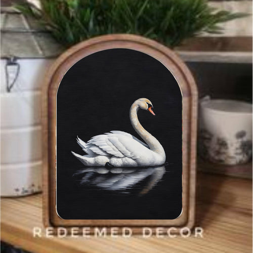 Redeemed Decor Arch Top Swan Framed Art