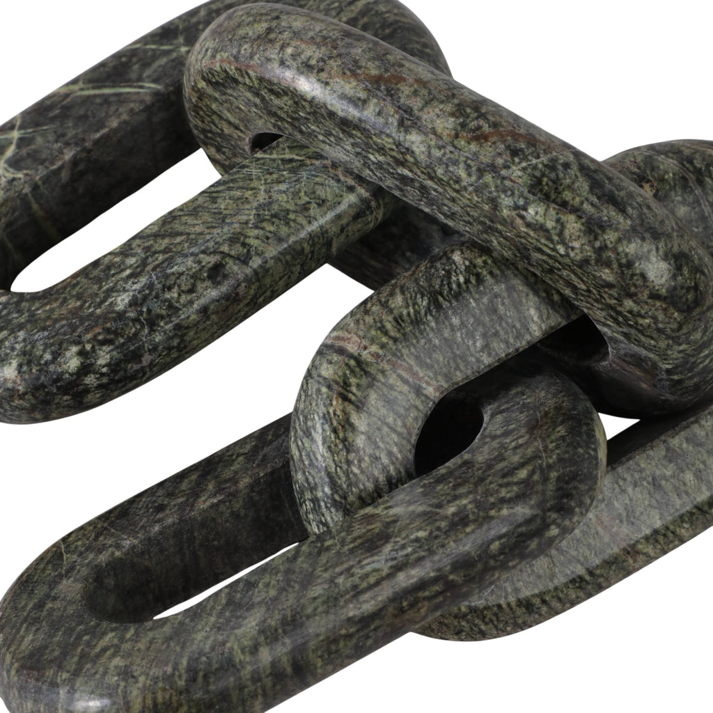 Marble Modern Four-Link Chain Sculpture - Green, 14 in.