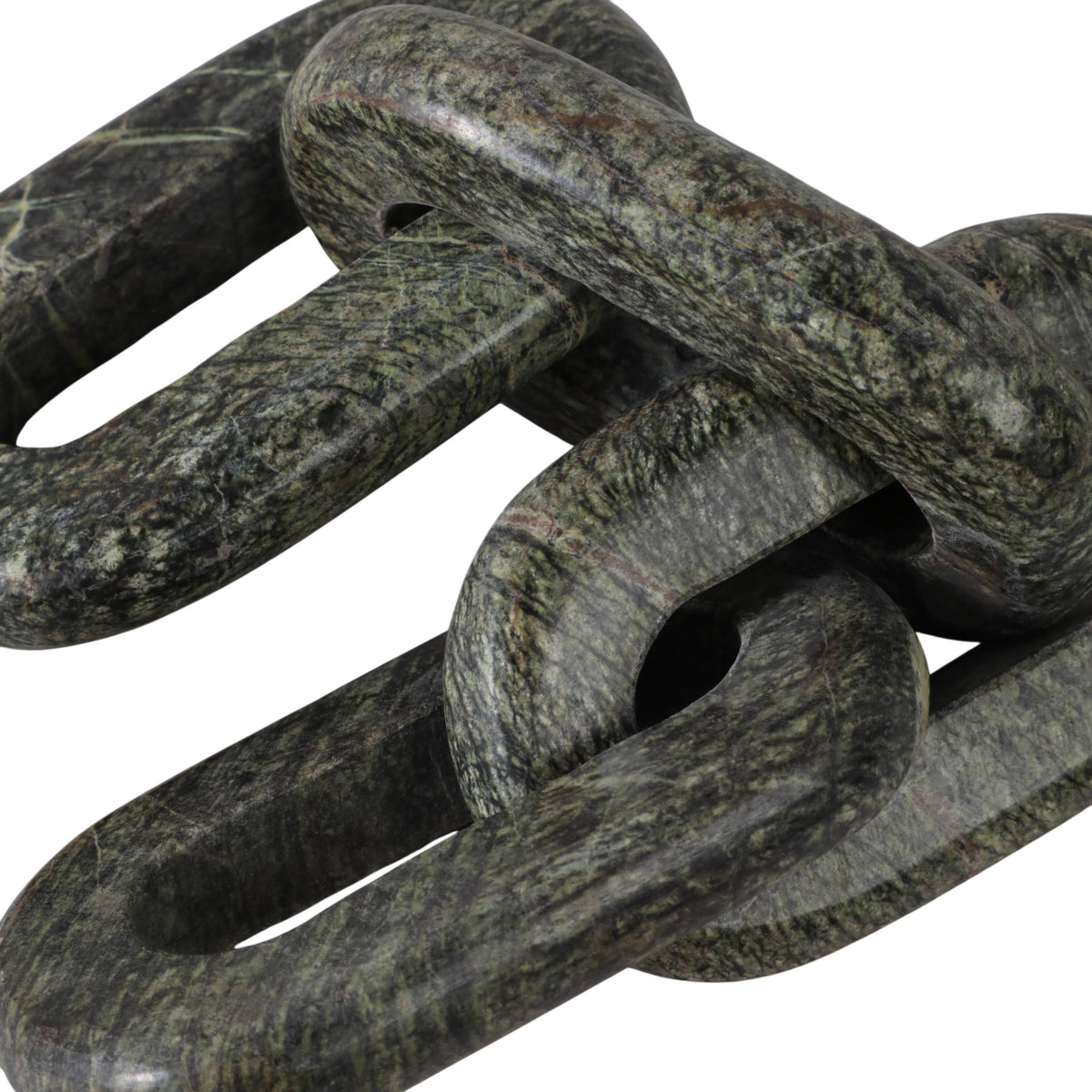 Marble Modern Four-Link Chain Sculpture - Green, 14 in.
