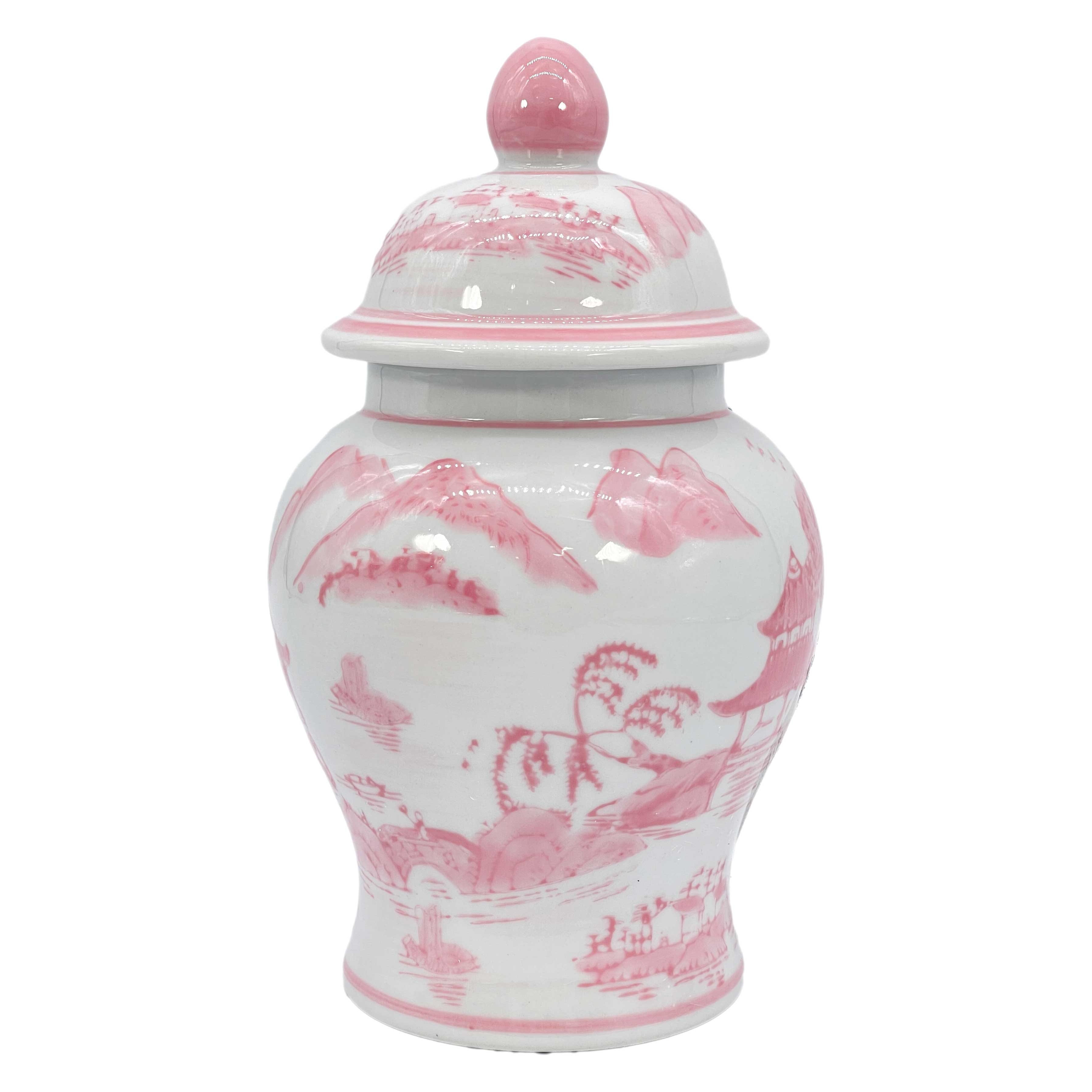 Small Chinoiserie Ceramic Decorative Tea & Ginger Jar 8"