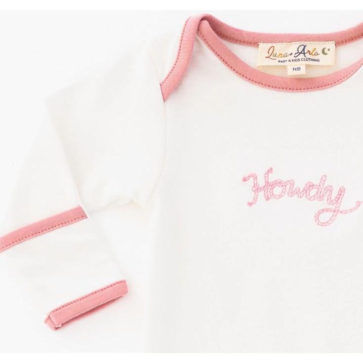 Howdy! Embroidered Knotted Gown, Dusty Rose