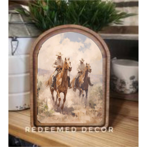 Redeemed Decor Arch Top Cowboys Framed Art
