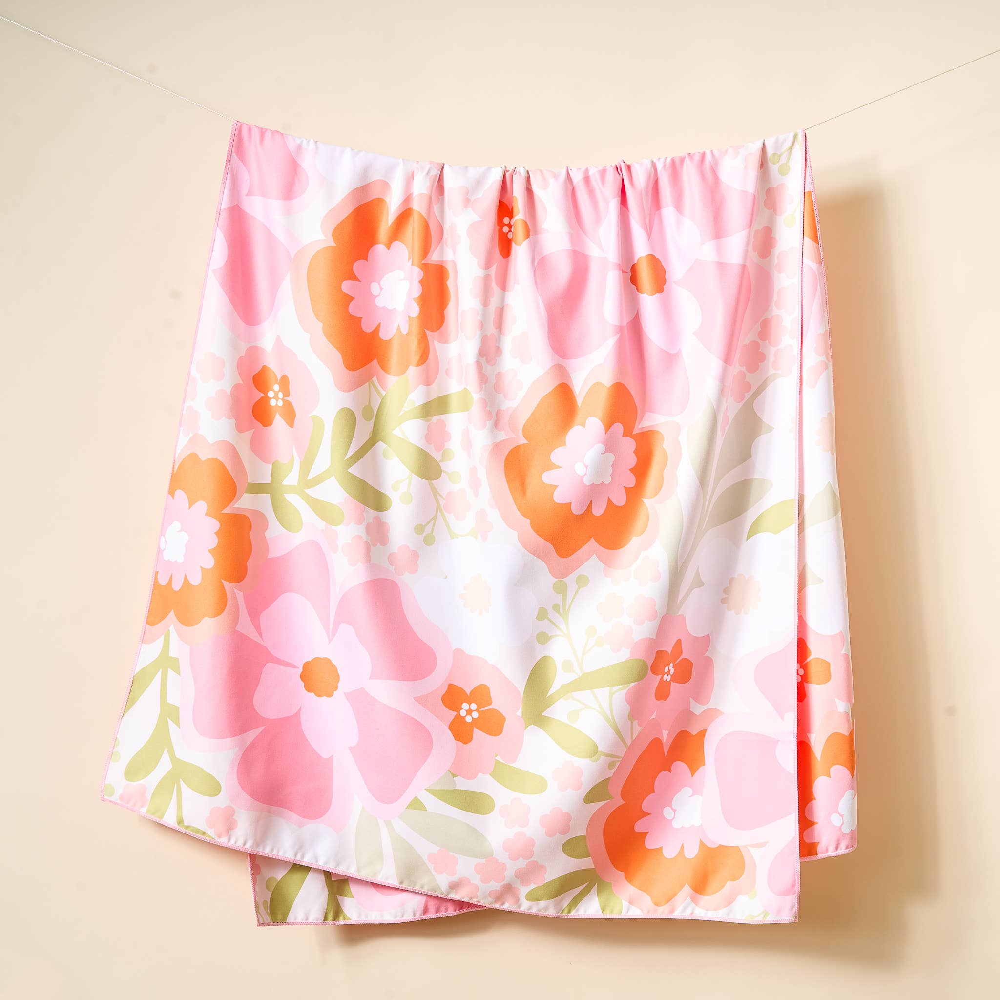 XL Quick-Dry Beach Towel, Beyond Blooms Pink Orange