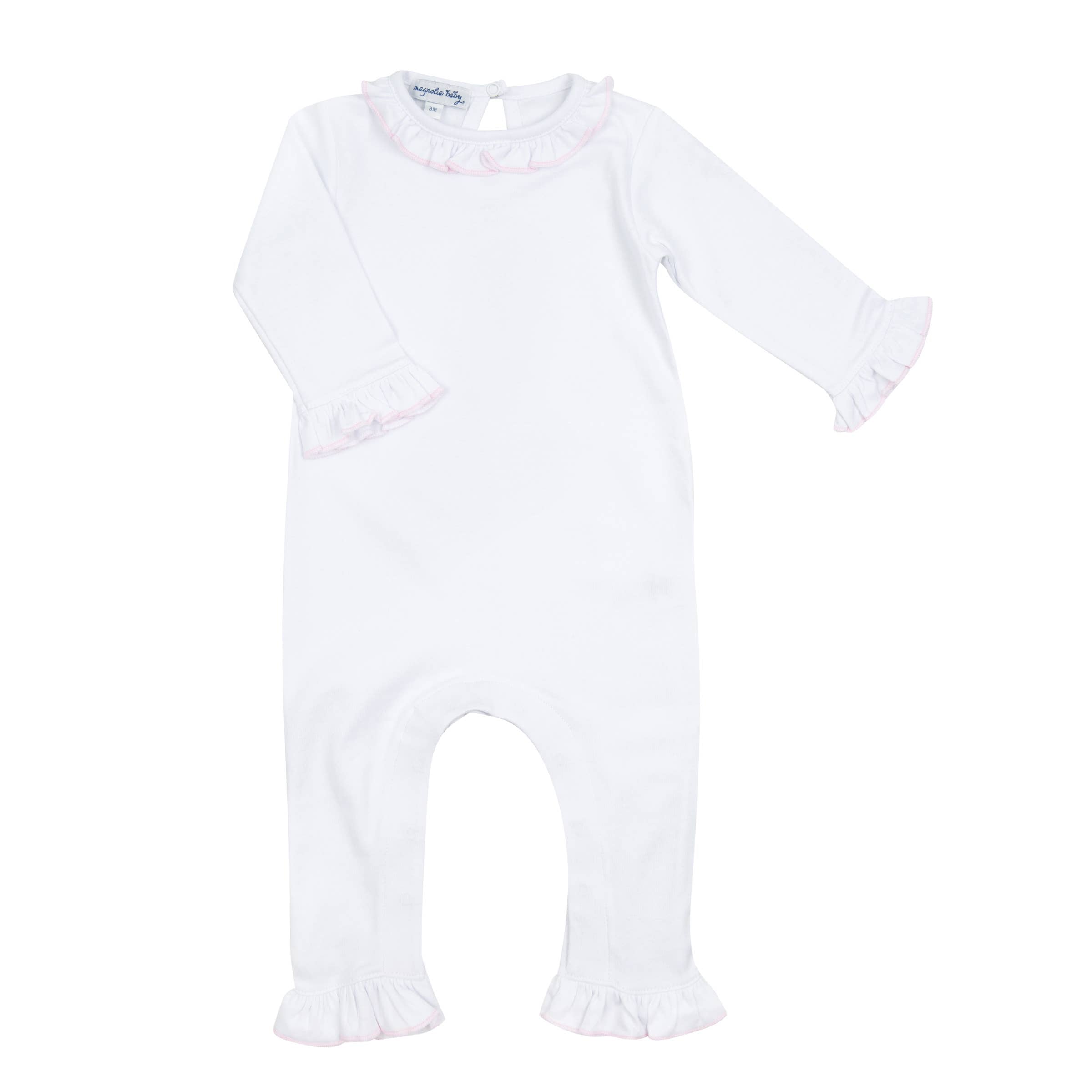 Solid Essentials White Pink Ruffle Playsuit