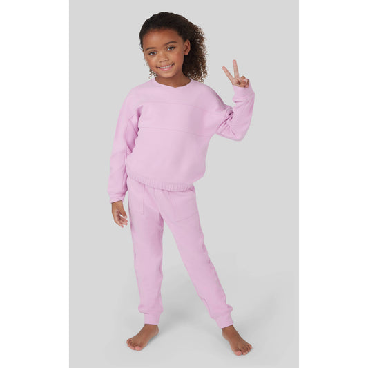 Little Girls Melange Long Sleeve Jogger Set