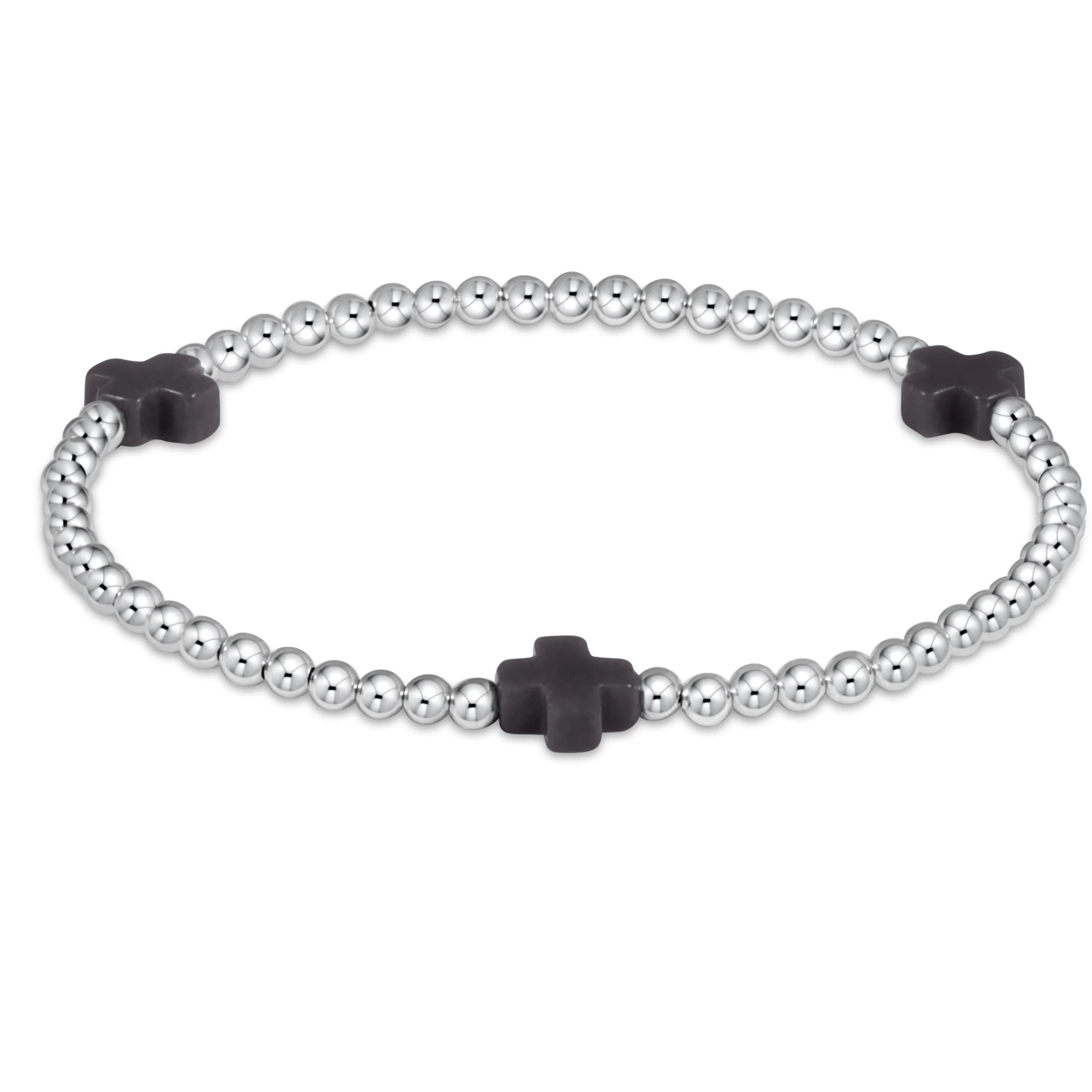 signature cross sterling pattern 3mm bead bracelet