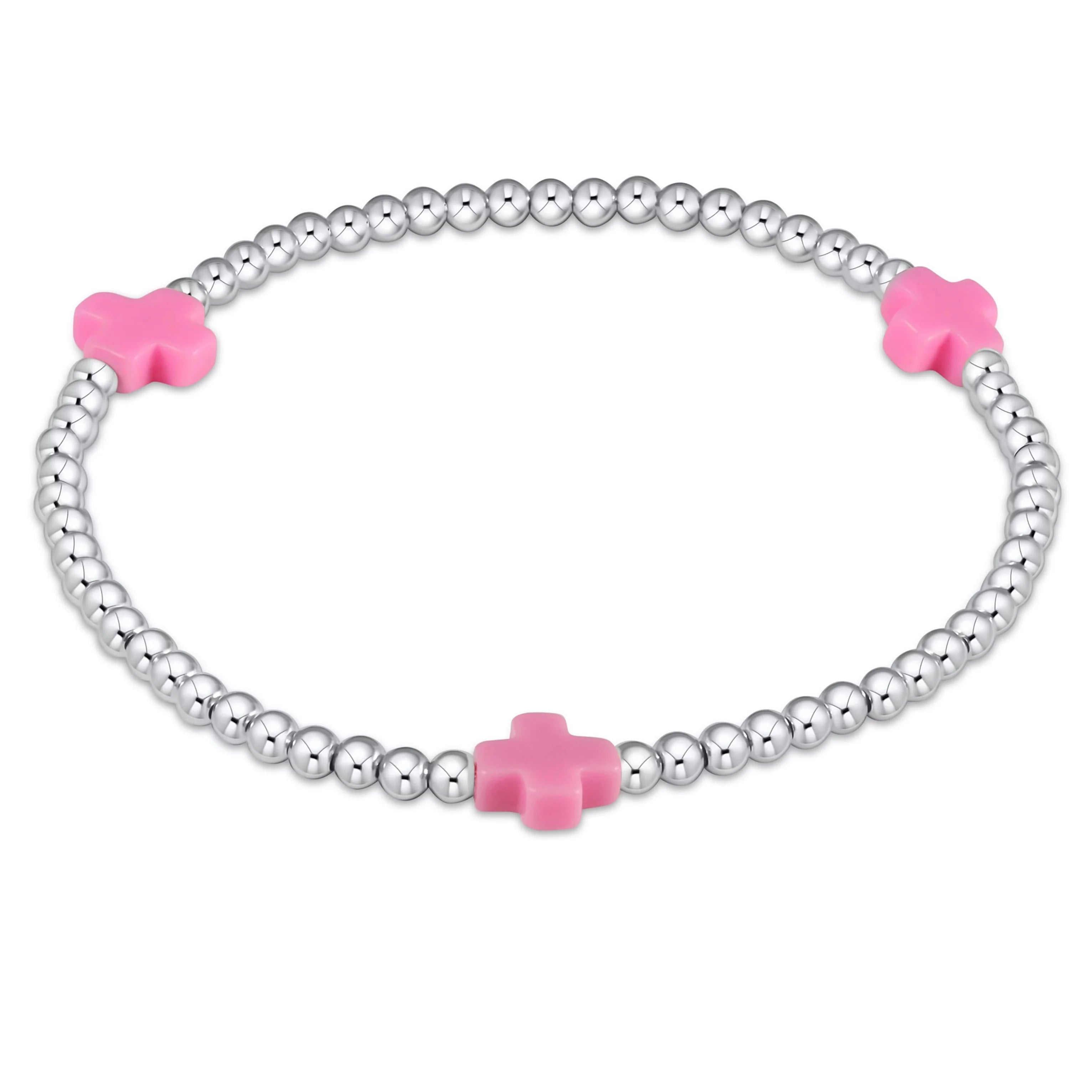 signature cross sterling pattern 3mm bead bracelet