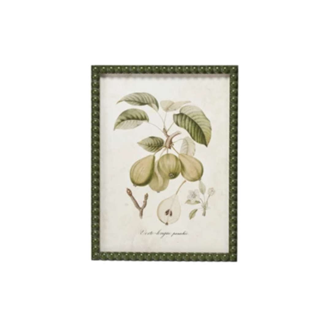 Hobnail Wood Framed Wall Décor w/ Vintage Reproduction Print, 9 Styles