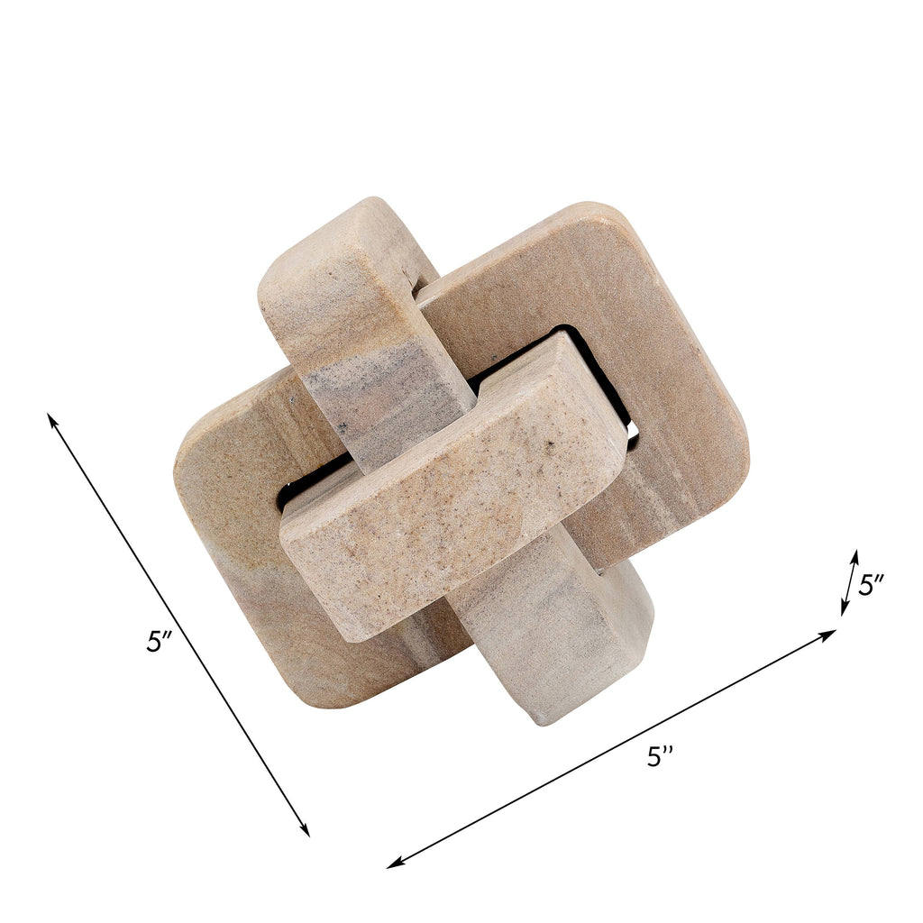 Decorative Sculpture - Brown Marble Interlocking Knot, 5 in.