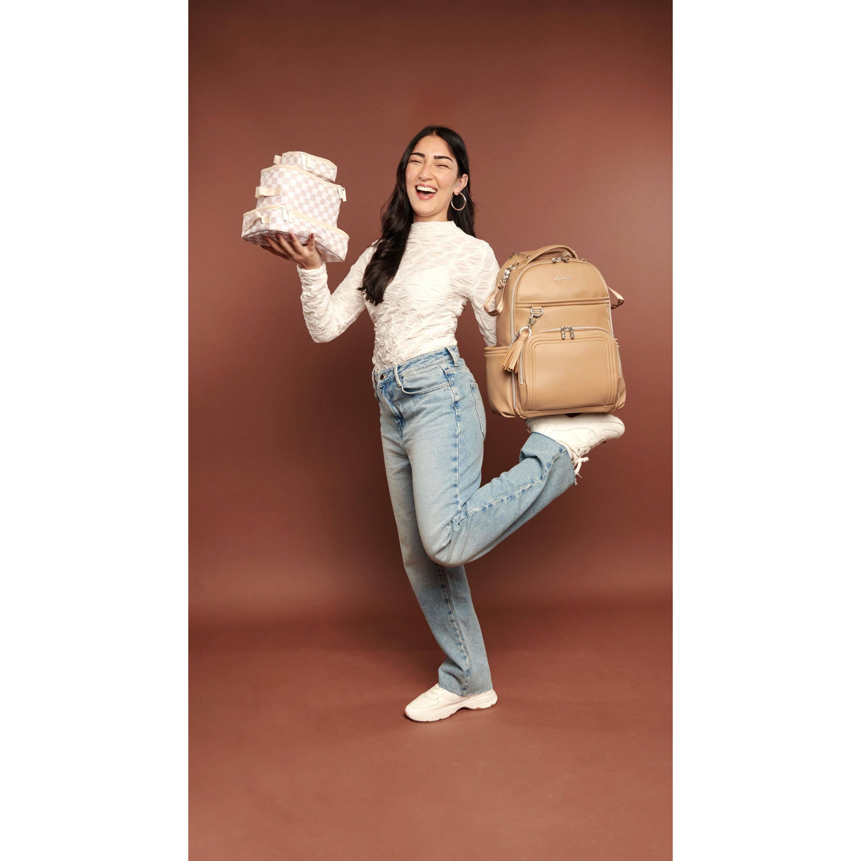 Taupe Checkerboard Pack Like a Boss Packing Cubes