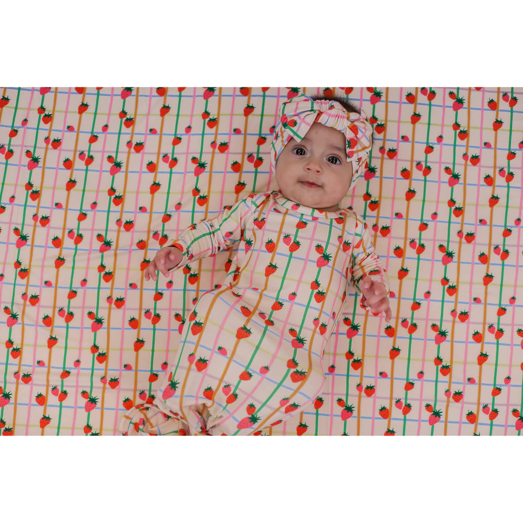 Knotted Infant Gown, Berry Patch