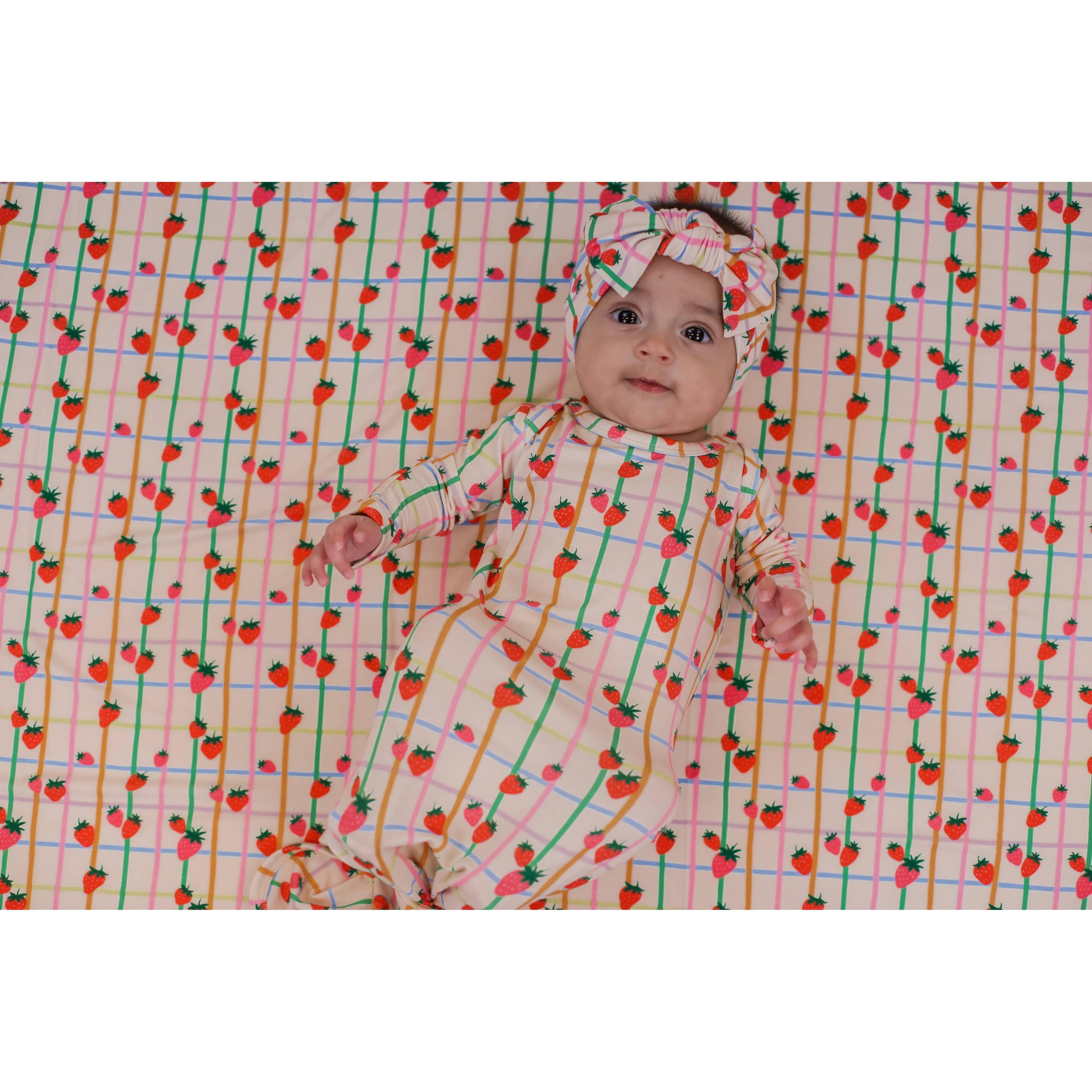 Knotted Infant Gown, Berry Patch