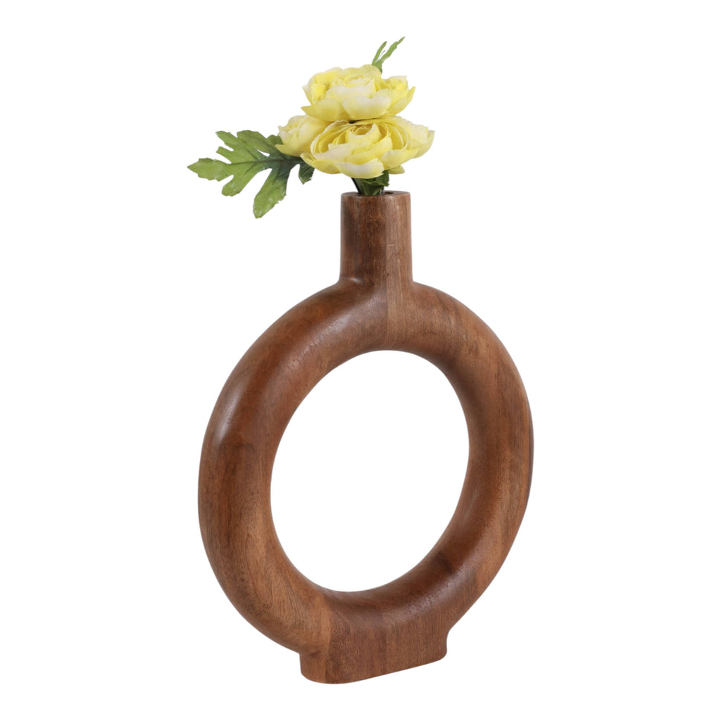 Brown Wood Donut Vase, 14 in.