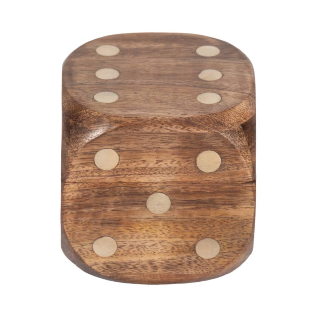 Box Game Set - Brown Mango Wood Dice-Shaped Storage, 4 in.