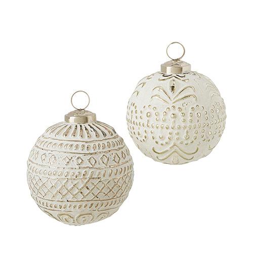 Whitewashed Mercury Glass Ball Ornament