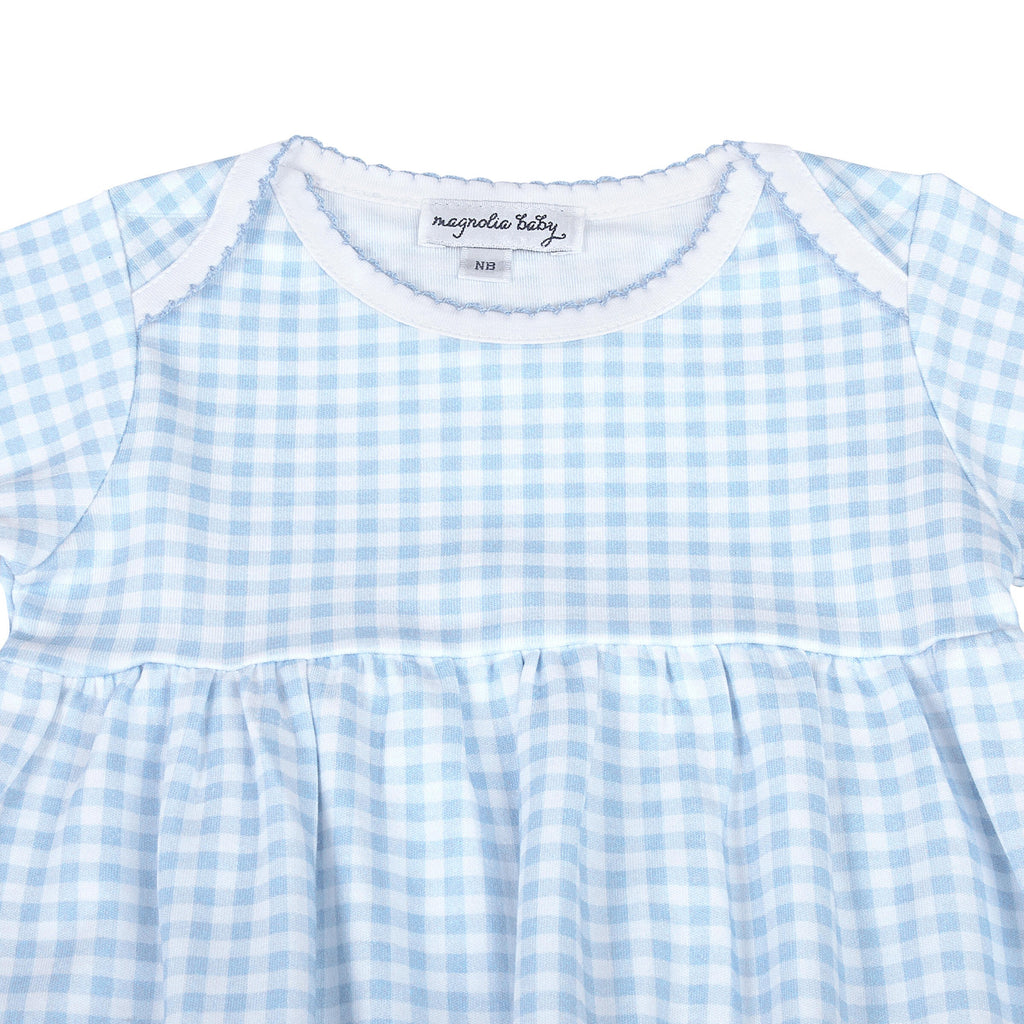 Mini Checks Blue Gathered Gown