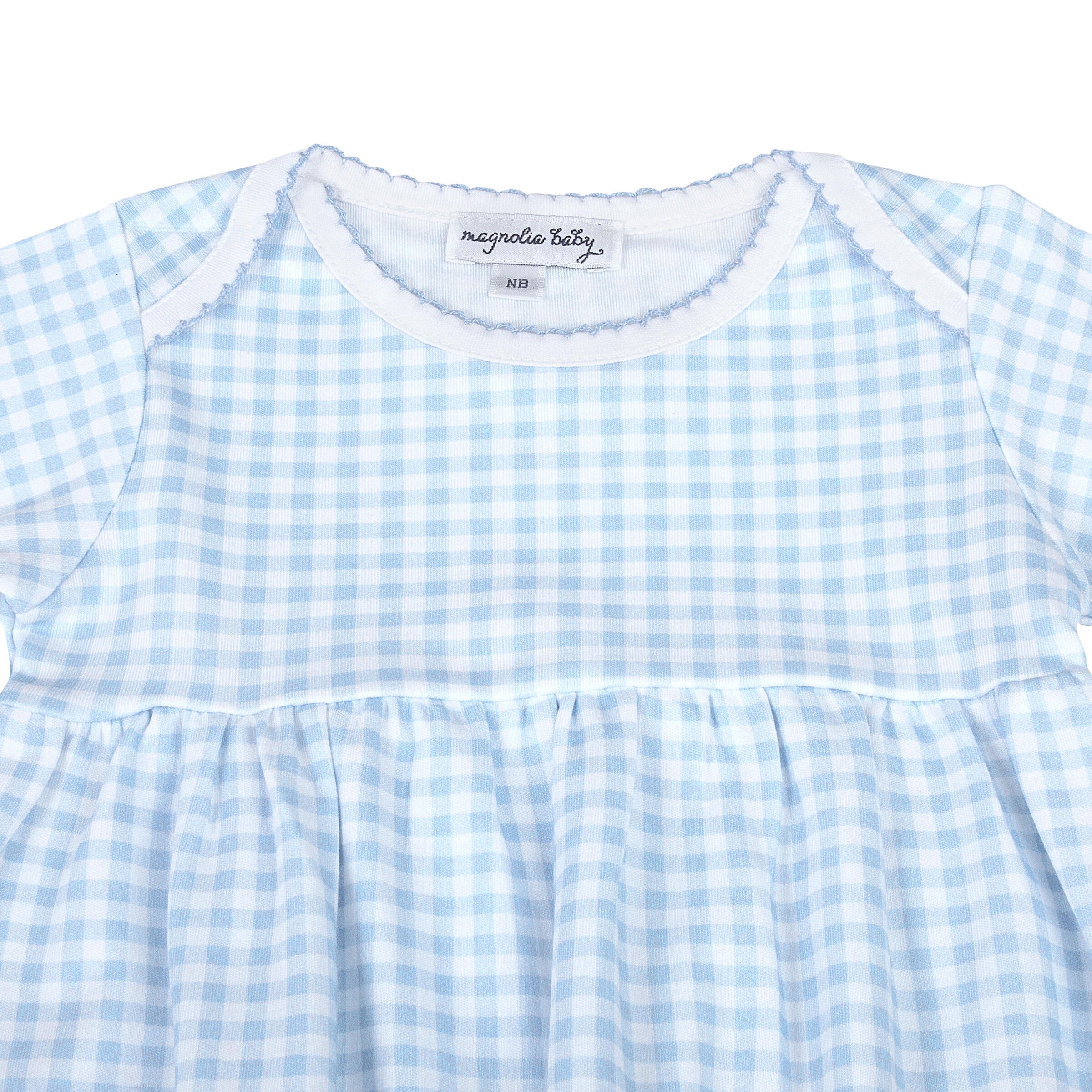 Mini Checks Blue Gathered Gown
