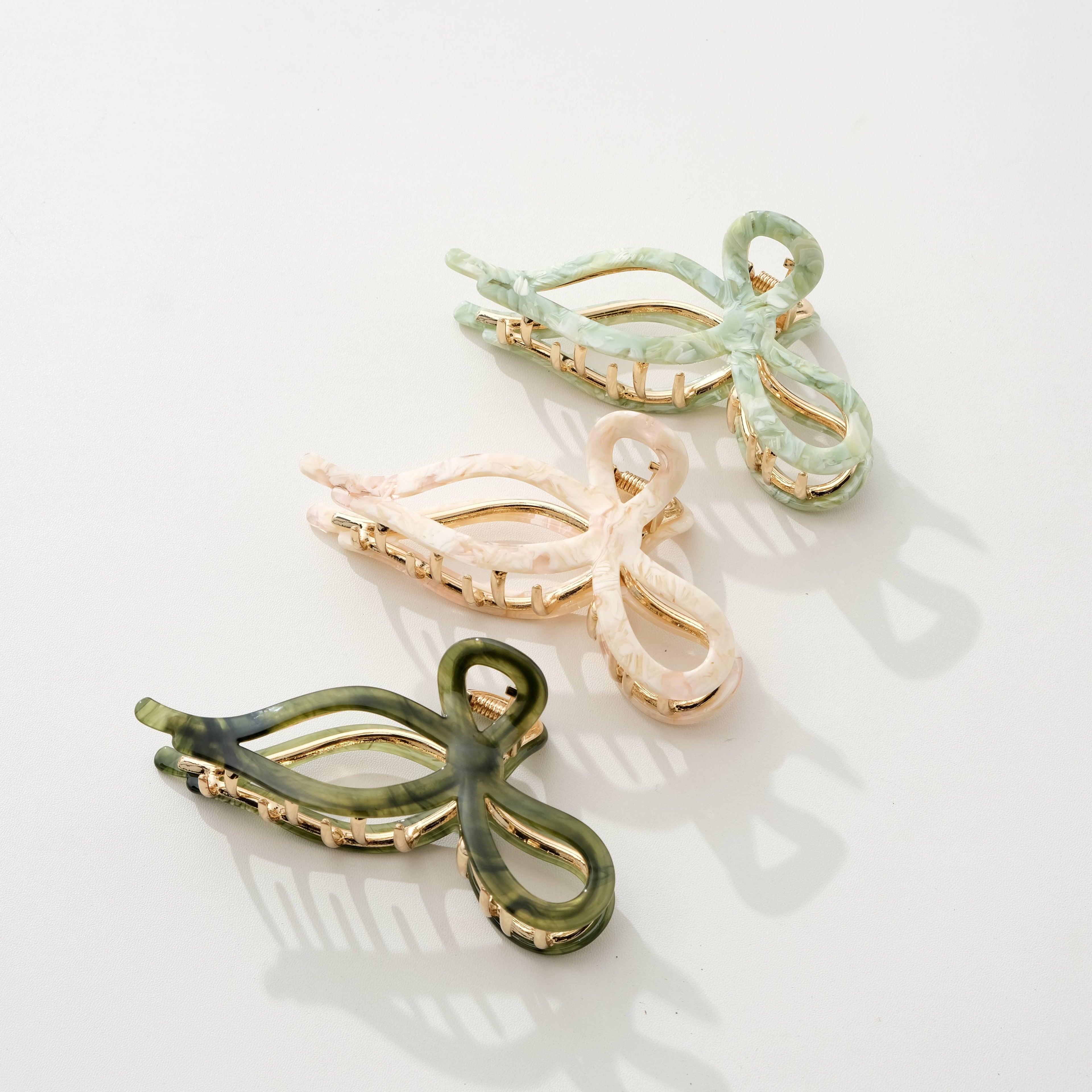 Sabrina Garden Ribbon Metal Bow Claw Clip