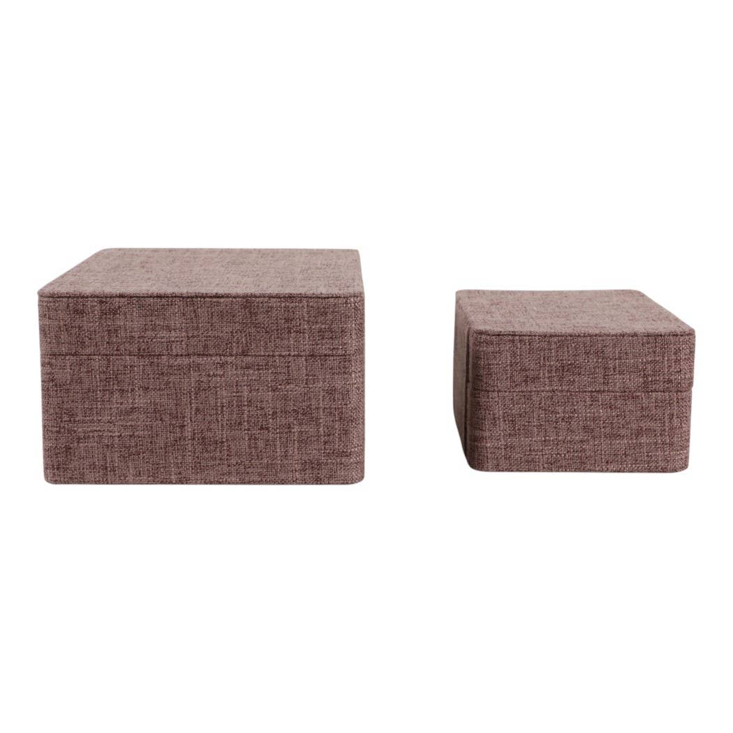 Brown and Gold Rounded-Corner Wood Boxes, Set of 2, 9 in.