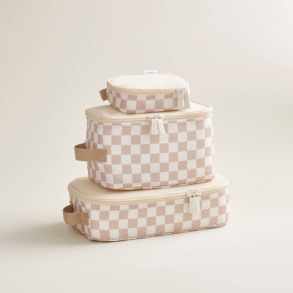 Taupe Checkerboard Pack Like a Boss Packing Cubes