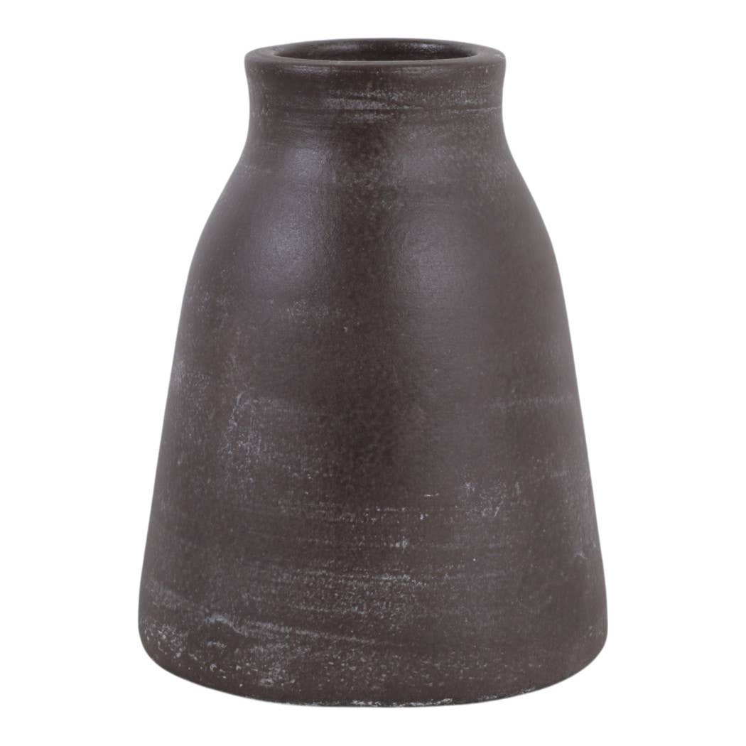 Decorative Vase - Brown Ceramic Handmade with Handle, 8 in.