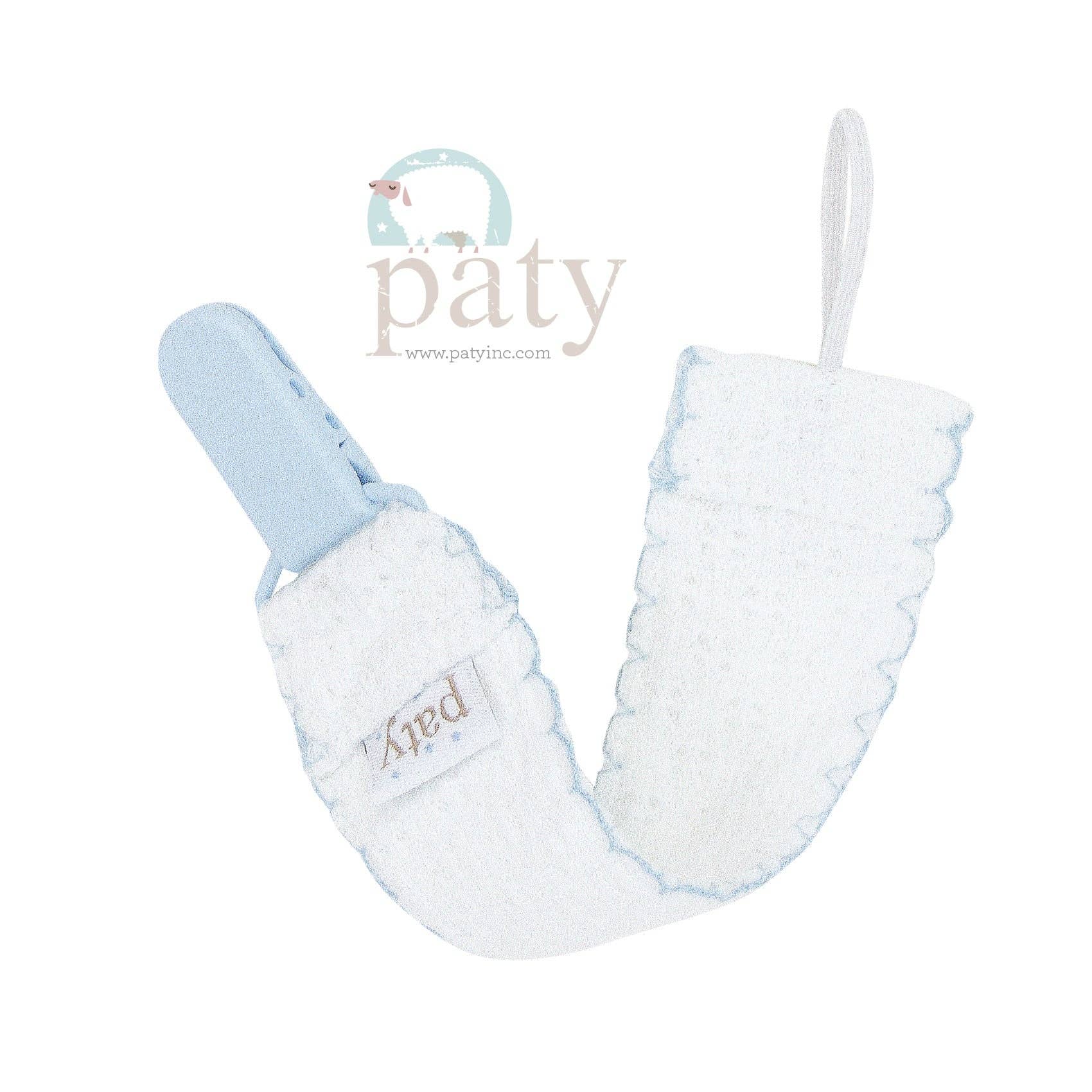 Paty Knit Pacifier Clip, Light Blue | Baby Shower Savanna Pitts