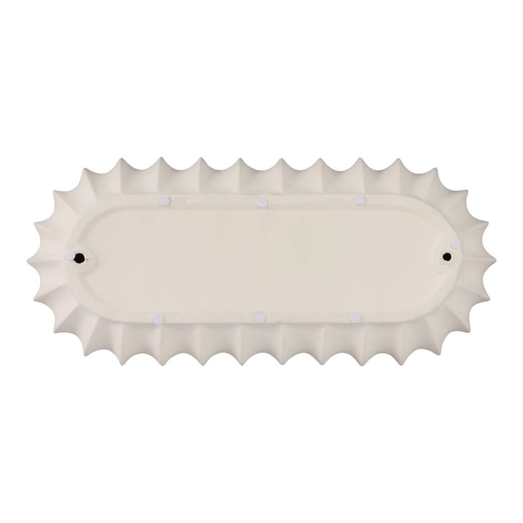 Decorative Tray - White Ceramic Scalloped Edge, 18 in.