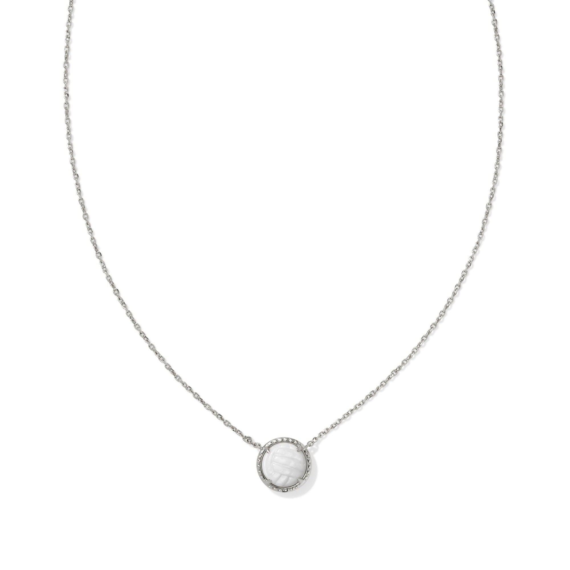 Kendra Scott Volleyball Short Pendant Necklace Silver White Mother Of Pearl