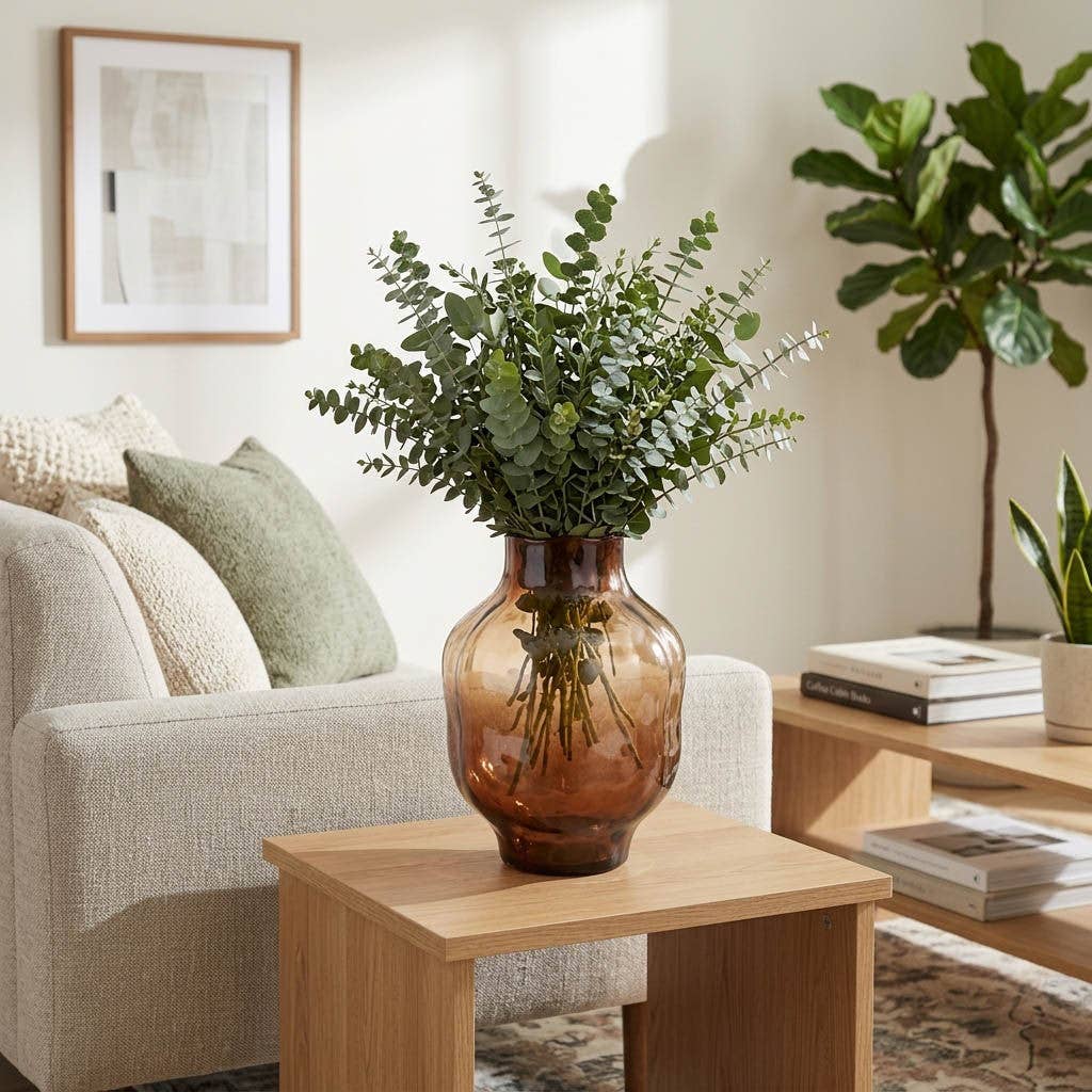 Decorative Vase - Brown Glass Round Decorative Accent, 10 in.