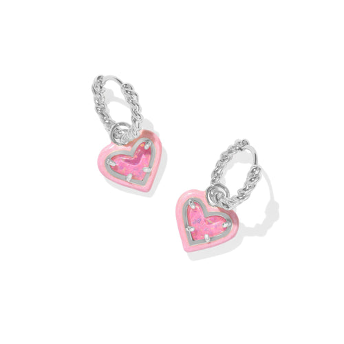 Kendra Scott Ari Heart Enamel Frame Huggie Earrings Gold Ivory Mother Of Pearl