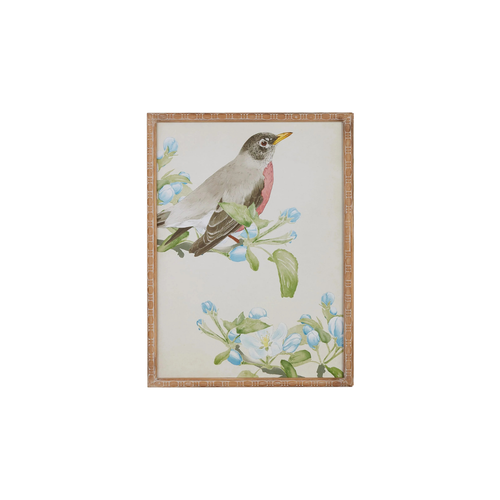 Robin on Apple Blossom Branch Framed Wall Art