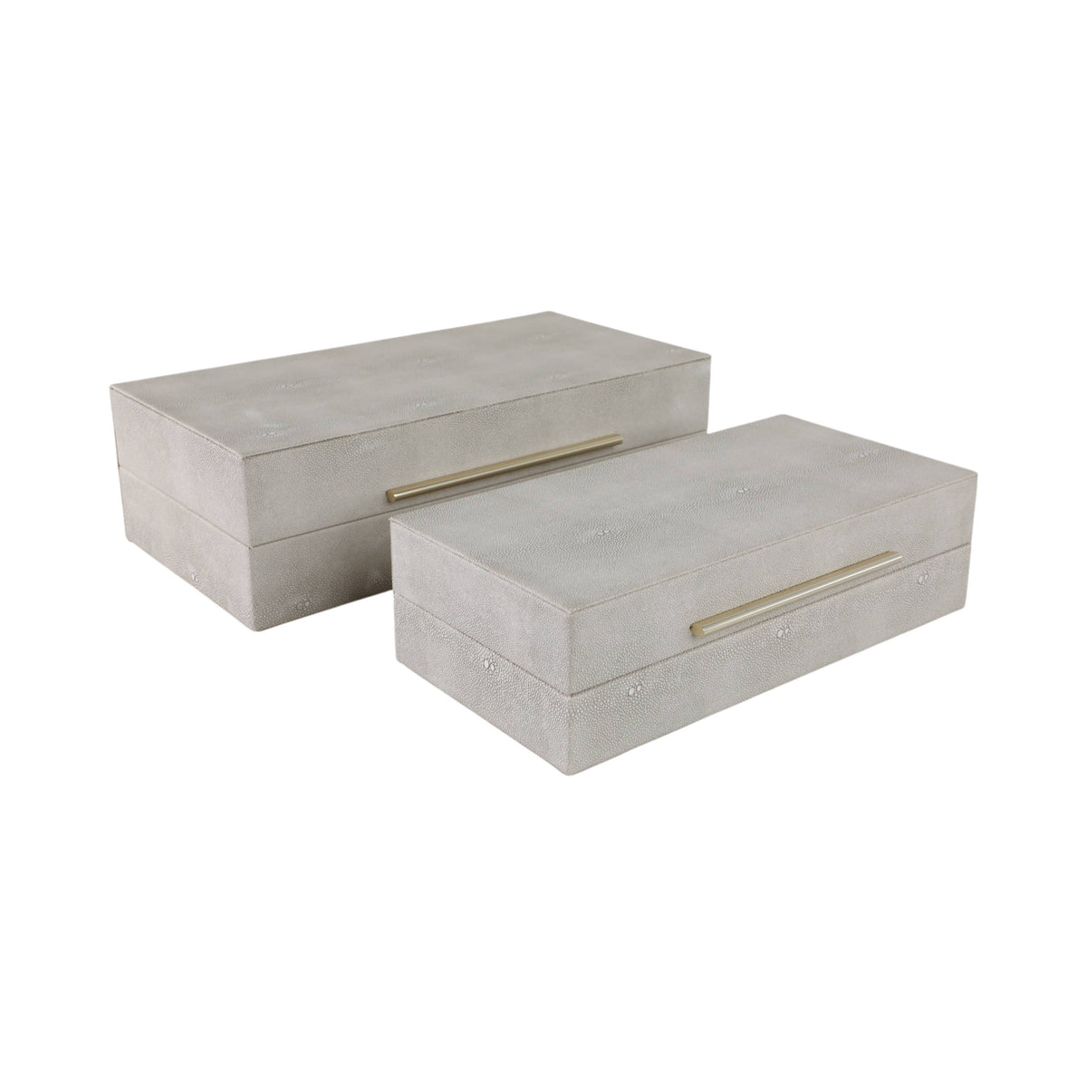 Boxes Set of 2 - Ivory Wood Shagreen Rectangle, 12/14 in.