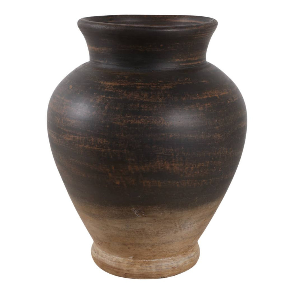 Vase - Brown Terracotta Two Tone Traditional, 12 in.