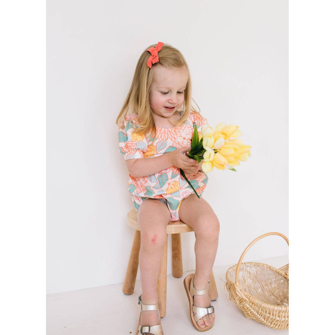 Ollie Jay Puff Baby Romper in Soft Floral