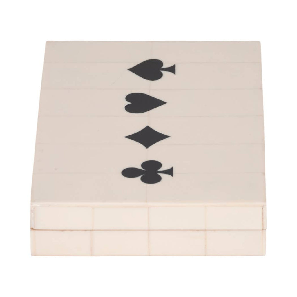 Table Game - White/Black Wood Casual Cards & Dice Box, 7 in.