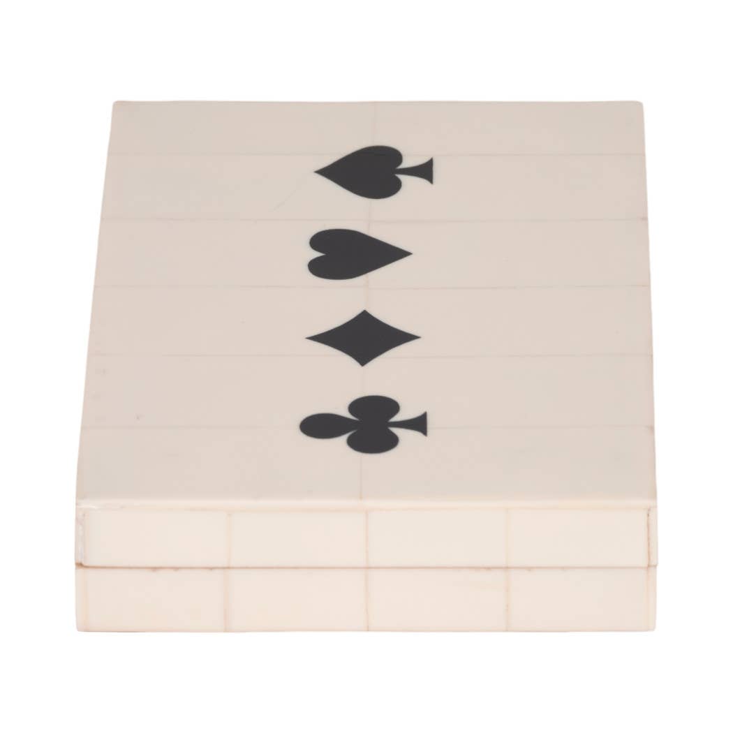 Table Game - White/Black Wood Casual Cards & Dice Box, 7 in.