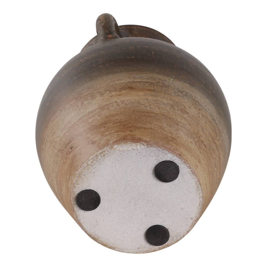 Decorative Vase - Brown Terracotta Amphora with Handles, 9 in.