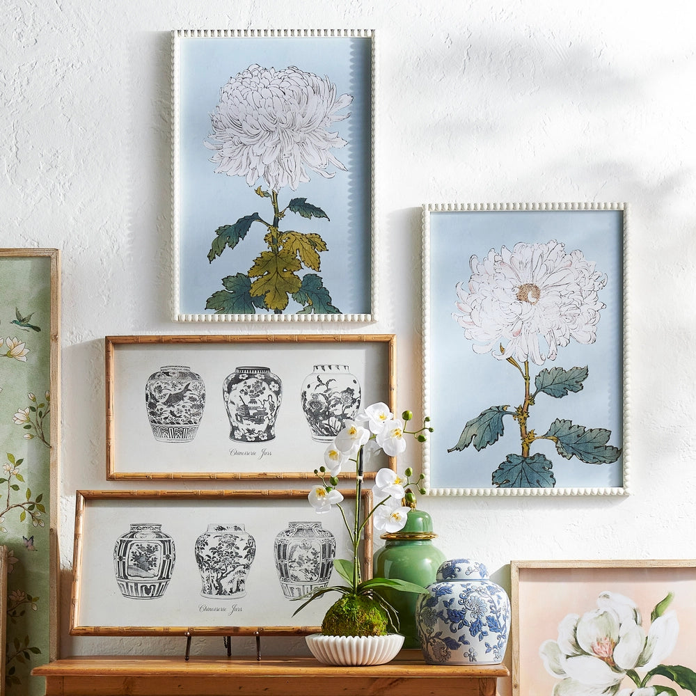 Blue Floral Framed Wall Art