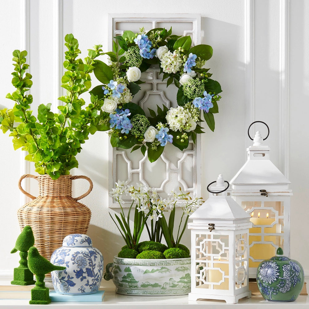 Green and Blue Floral Pattern Jar