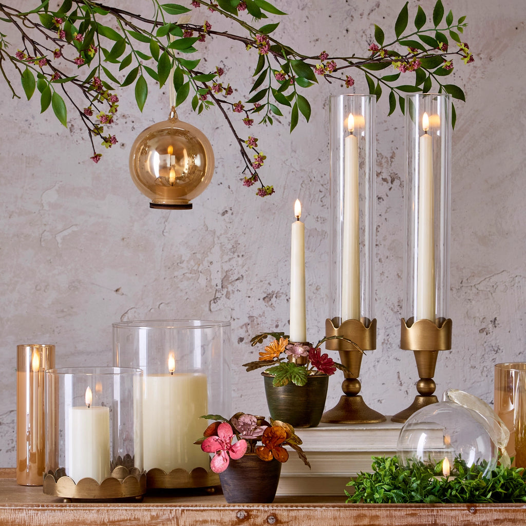 Gold Scalloped Hurricane Candlestick