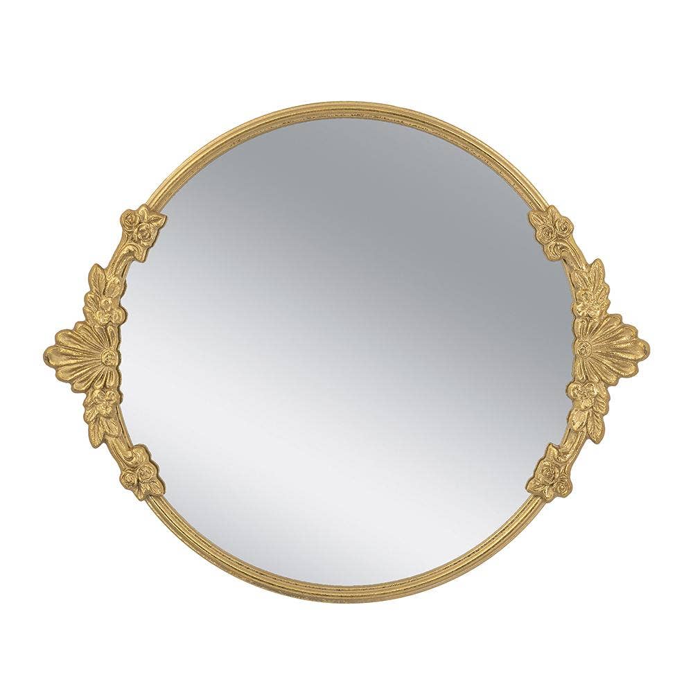 Mirror Tray with Gold Iron Floral Frame