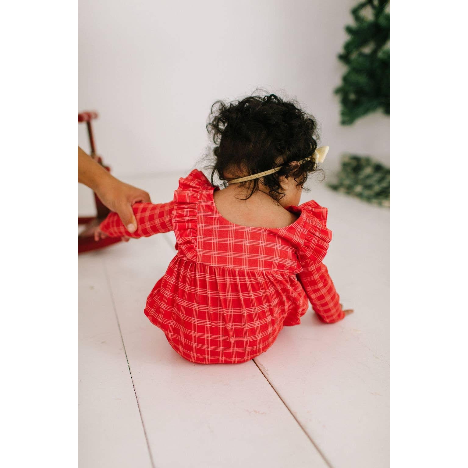Ollie Jay Mabel Romper in Red Picnic Plaid
