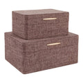 Brown and Gold Rounded-Corner Wood Boxes, Set of 2, 9 in.