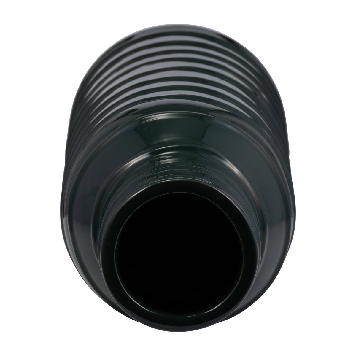 Forest Green Vertically Ribbed Ceramic Vase, 20 in.